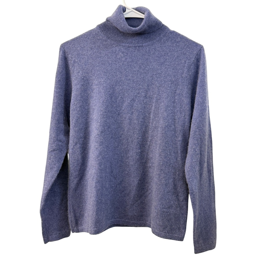 Charter Club Womens Small Blue 100% 2-Ply Cashmere Turtleneck Sweater Soft Luxe